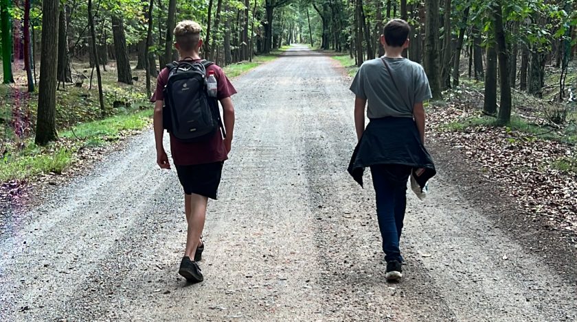 Max und Moritz laufen durch den Wald